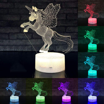 Remote & Touch Control 3D LED Night Light Unicorn-series 7 / 16 Color Change LED Desk Lamp
